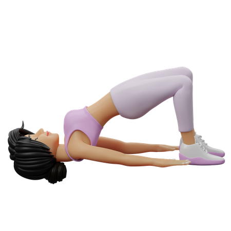 Fitness Girl Doing Bridge Pose  3D Illustration