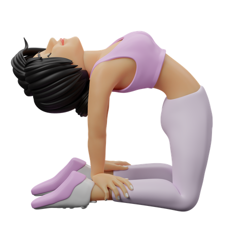 Fitness Girl Doing Camel Pose  3D Illustration