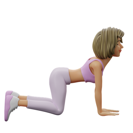 Fitness Girl Doing Cow Pose  3D Illustration
