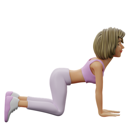 Fitness Girl Doing Cow Pose  3D Illustration