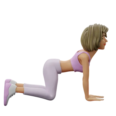 Fitness Girl Doing Cow Pose  3D Illustration