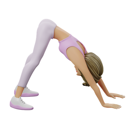 Fitness Girl Downward Facing Dog  3D Icon