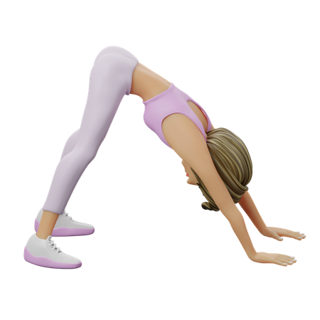 Fitness Girl Downward Facing Dog  3D Illustration