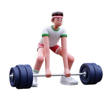 Homem fitness fazendo exercícios de levantamento de peso  3D Illustration