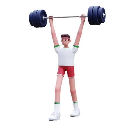 Homem fitness fazendo exercícios de levantamento de peso  3D Illustration