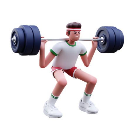 Homem fitness fazendo exercícios de levantamento de peso  3D Illustration