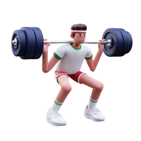 Homem fitness fazendo exercícios de levantamento de peso  3D Illustration