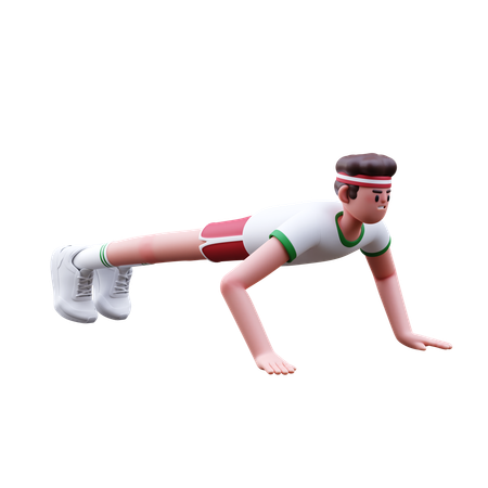 Homem fitness fazendo flexões  3D Illustration