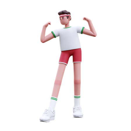Homem fitness fazendo pose muscular  3D Illustration