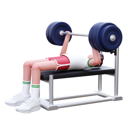 Homme de remise en forme faisant des exercices de développé couché  3D Illustration