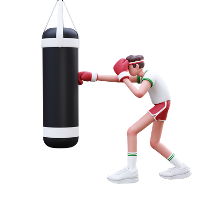 Homme de remise en forme faisant de la boxe  3D Illustration