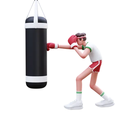 Homme de remise en forme faisant de la boxe  3D Illustration