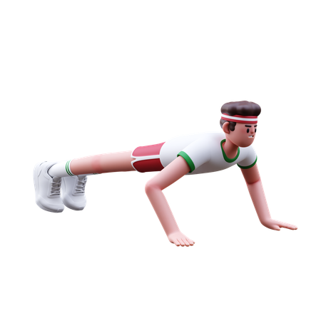 Homme de remise en forme faisant des pompes  3D Illustration