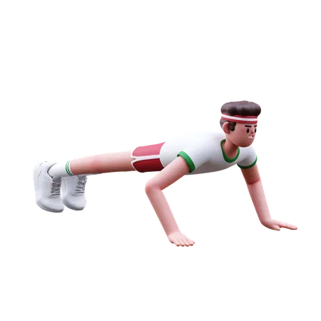 Homme de remise en forme faisant des pompes  3D Illustration