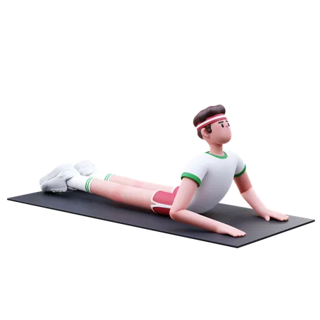 Homme de remise en forme faisant une pose de yoga  3D Illustration