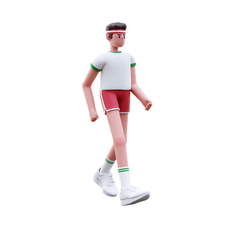 Homme de remise en forme qui marche  3D Illustration