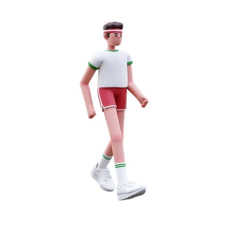 Homme de remise en forme qui marche  3D Illustration