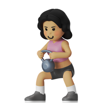 フィットネスケトルウェイトガール  3D Illustration
