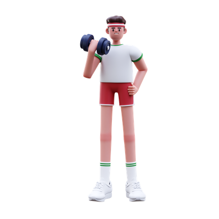 Fitness Man Doing Bicep Exercise  3D Icon