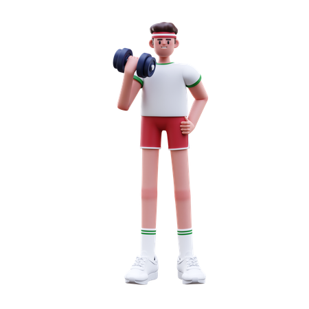 Fitness Man Doing Bicep Exercise  3D Illustration