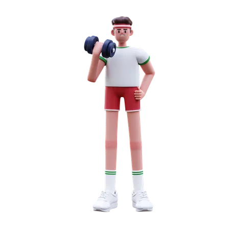 Fitness Man Doing Bicep Exercise  3D Illustration