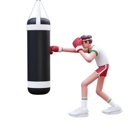 Fitness Man Doing Boxing  3D Illustration