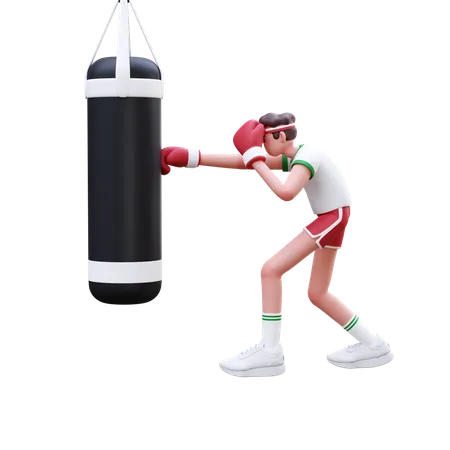 Fitness Man Doing Boxing  3D Illustration