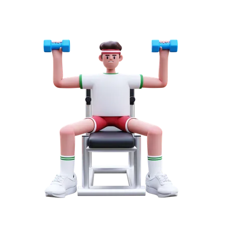 Fitness Man Doing Dumbbell Exercise  3D Illustration