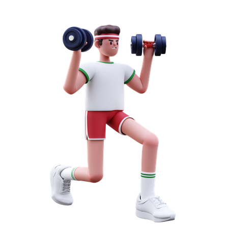 Fitness Man Doing Dumbbell Exercise  3D Icon