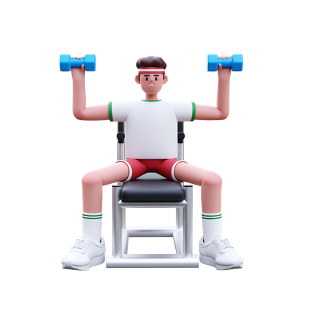 Fitness Man Doing Dumbbell Exercise  3D Illustration