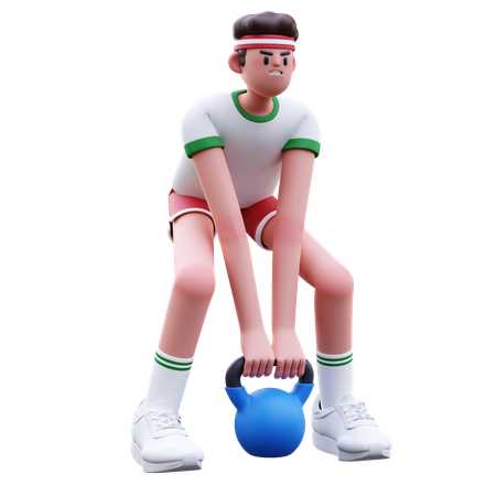 Fitness Man Doing Kettlebell Exercise  3D Icon