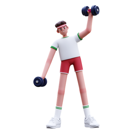 Fitness Man Doing Lifting Dumbbell  3D Icon