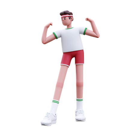 Fitness Man Doing Muscle Pose  3D Icon