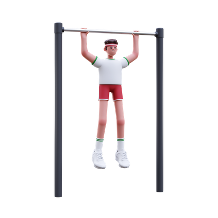 Fitness Man Doing Pull Up Exercise  3D Icon