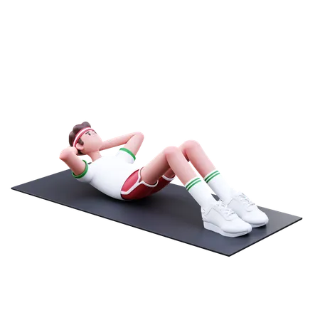 Fitness Man Doing Sit Up  3D Illustration