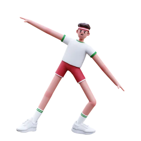 Fitness Man Doing Stretching  3D Illustration