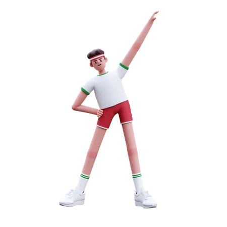Fitness Man Doing Stretching Exercise  3D Illustration
