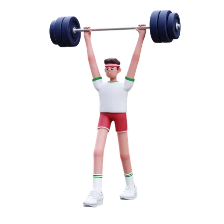 Fitness Man Doing Weight Lifting Exercise  3D Illustration