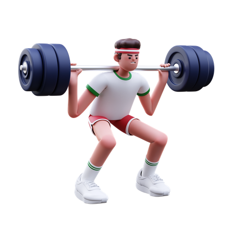 Fitness Man Doing Weight Lifting Exercise  3D Illustration