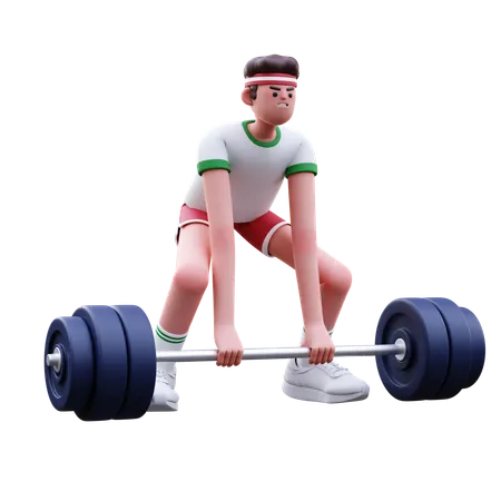 Fitness Man Doing Weight Lifting Exercise  3D Illustration