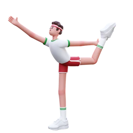 Fitness Man Doing Yoga Pose  3D Illustration