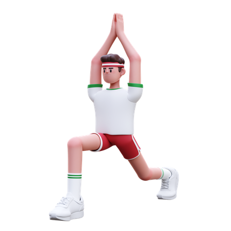 Fitness Man Doing Yoga Pose  3D Illustration