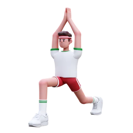 Fitness Man Doing Yoga Pose  3D Illustration