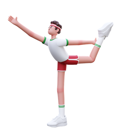 Fitness Man Doing Yoga Pose  3D Illustration