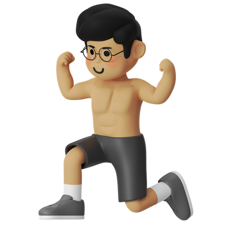 フィットネス筋肉ポーズ  3D Illustration