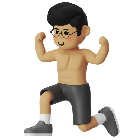 フィットネス筋肉ポーズ  3D Illustration