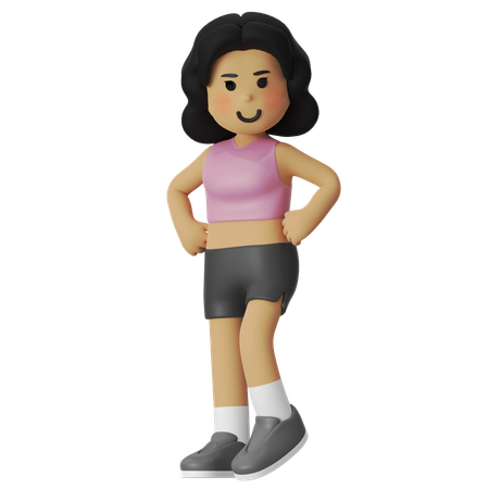 フィットネスポーズの女の子  3D Illustration