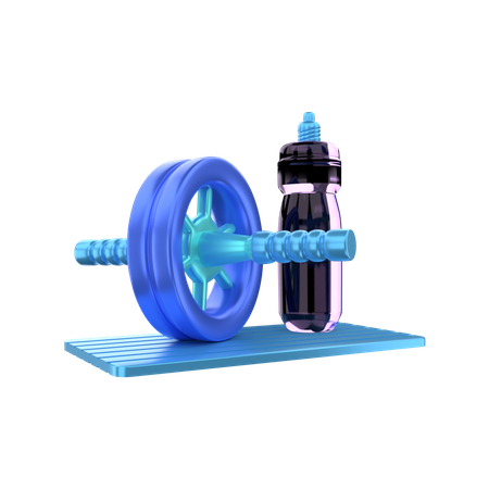 Fitness Roller With Drink Bottle  3D Illustration