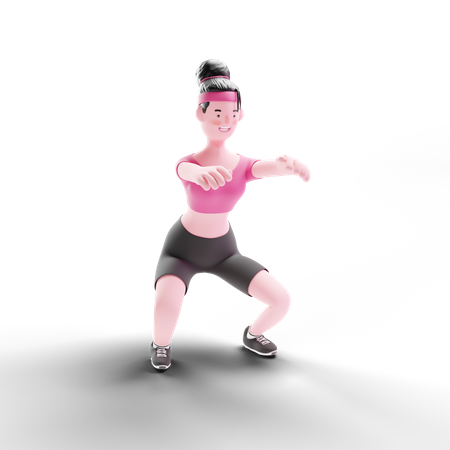 Fitte Frau beim Hantelheben  3D Illustration