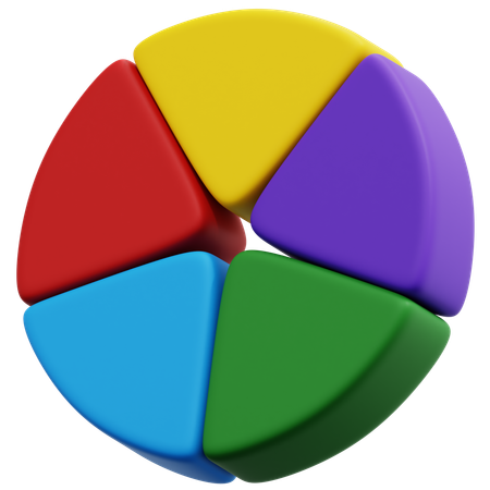 Five Color Circular Chart  3D Icon